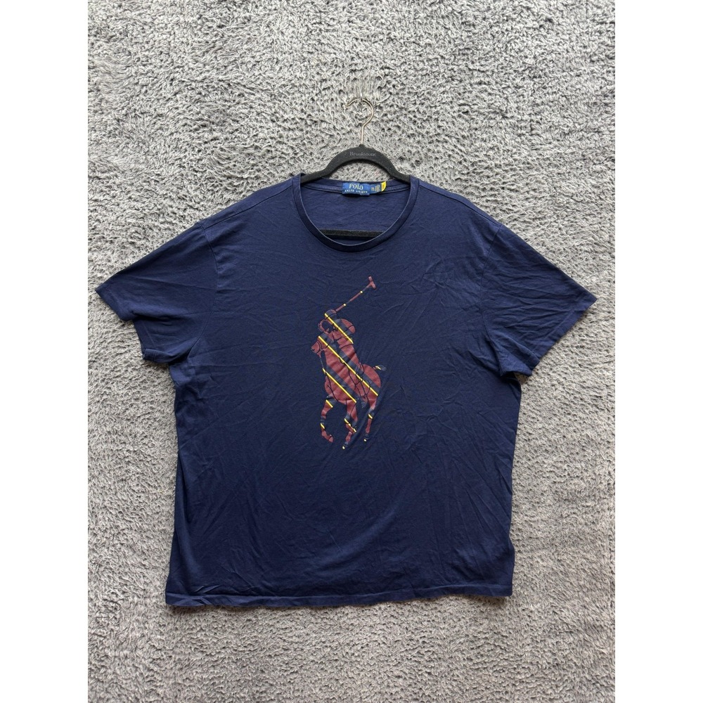 Polo Ralph Lauren Big Pony Graphic Short Sleeve T-Shirt Navy Blue Mens Size XXL